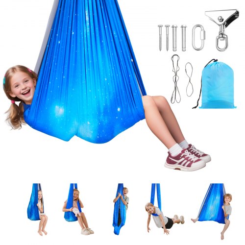 Sensory Swing, Double-Layer Fabric Sensorys Hammock, Indoor & Outdoor Sensory Swing with 360¡ã Swivel Hanger, O-Sling, Holds up to 300lbs, Adjustable Aerial Yoga, Hanging Swings for Kids