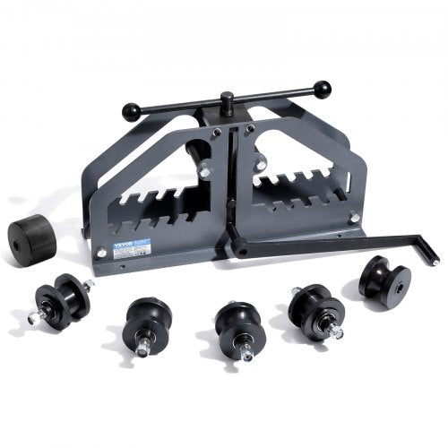 Tube Roller Bender, Max 1-1/2' Manual Tube Pipe Roller Bender with 6 Dies, 360¡ã Copper Aluminum Pipe Bending Tool for Square, Round Tube & Flat Bar, Ideal for HVAC Air Conditioning Auto Repair