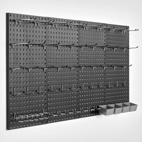 Metal Pegboard Panels, 24'?x 12' Pegboard, 4 Panels, Heavy Duty Peg Board Wall Organizer with Accessories, for Living Room Garage Tool Storage Office Organization Craft Room Kitchen Home, Black