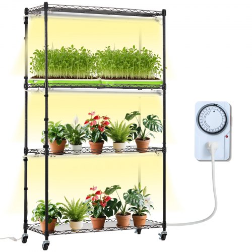 Plant Stand with Grow Light, 4 Tiers Plant Shelf with 3000K 180W LED Full Spectrum Light for Indoor Plants, Grow Light Shelf with Timer for Seed Starting 35.4' L x 13.8' W x 59.1' H