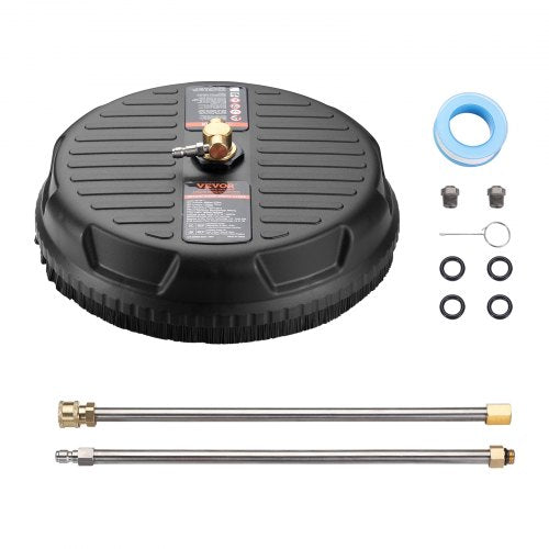 VEVOR Pressure Washer Surface Cleaner Universal 15, Pressure Washer Attachment 4000 Max PSI with 2 Extension Wand, 1/4 Quick-Connect Connector Power Concrete Cleaner, For Floor Driveway, Patio