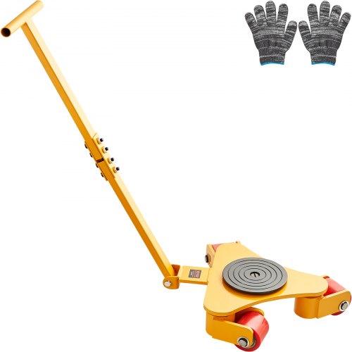 Machinery Skate Dolly, 6614 LBS/3T Industrial Machinery Mover with Handle, Carbon Steel Machinery Moving Skate with 3 360¡ã Swivel PU Wheels, 360¡ã Rotation Non-Slip Cap for Warehouse, Workshop