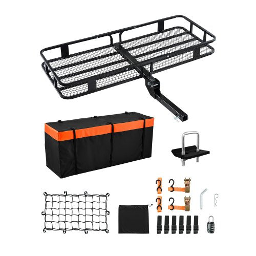 60' x 24' x 6', Hitch Cargo Carrier, 500 lbs Capacity Hitch Cargo Carrier with Cargo Net with Hook & Waterproof Cargo Bag, Folding Hitch Mount Cargo Carrier with Ratchet Straps, Fit for SUVs