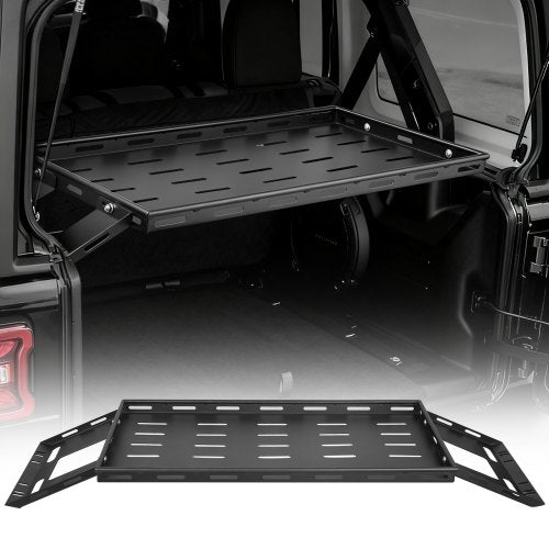 Rear Trunk Cargo Rack, for 2007-2024 Jeep Wrangler JK, 300 lbs Capacity, Carbon Steel Basket Tray Interior Storage Luggage Carrier with Net, Shelf Stand Organizer for Camping Trip Gear, Black