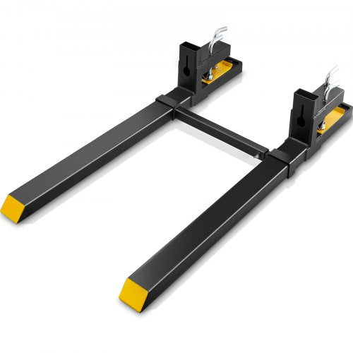 VEVOR Pallet Forks, 4000 lbs Clamp on Pallet Forks, 60 Total Length Heavy Duty Pallet Forks with Adjustable Stabilizer Bar, Tractor Bucket Forks for Tractor Attachments, Skid Steer, Loader Bucket