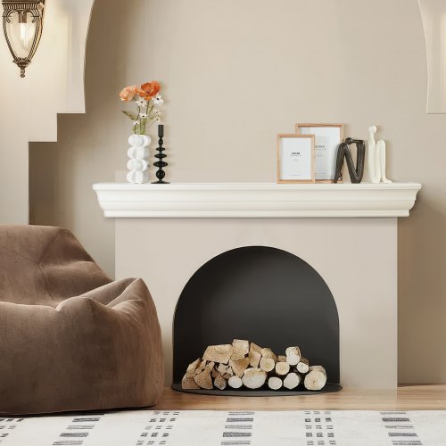 Fireplace Mantel, 60' x 8' x 5', 50 lbs Weight Capacity, Natural Wood Mantel for Over Fireplace, Wall Mounted Floating Farmhouse Shelf, Handcrafted Wood Fireplace Mantel for Wall Decor, White