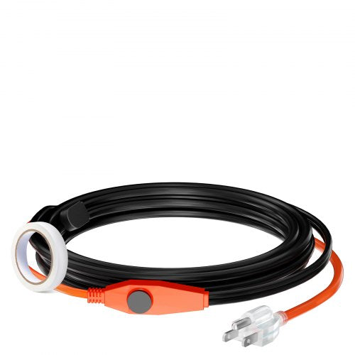 Pipe Heating Cable, 12FT 7W/FT Heat Tape for Pipes with Built-in Thermostat, Water Pipe Heat Cable Protects PVC Hose, Metal and Plastic Pipe from Freezing