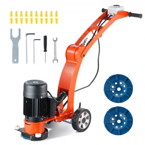 Electric Concrete Floor Grinder 7' Walk-Behind Grinder 1.7HP Concrete Floor Polisher, 1300W Grinding Machine, 1720RPM Upgrade Brushless Motor Surfacing Grinder for Granite/Marble/Stones