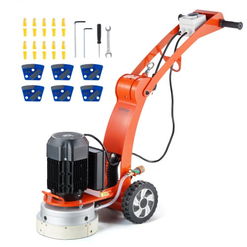 Electric Concrete Floor Grinder 10' Walk-Behind Grinder 1.7HP Concrete Floor Polisher, 1300W Grinding Machine, 1720RPM Upgrade Brushless Motor Surfacing Grinder for Granite/Marble/Stones