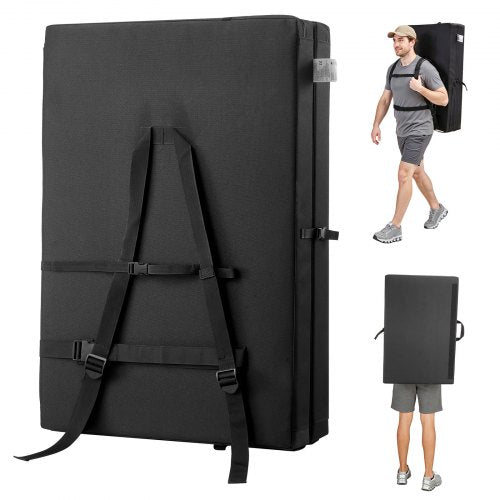 Bouldering Crash Pad, Bi-Fold Rock Climbing Crash Pad with Adjustable Backpack Straps and Handle, Foldable Lightweight for Indoor Bouldering & Outdoor Climbing, Folded Size 35.6' x 24' x 8.3'