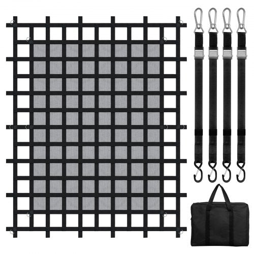 Cargo Net, 96 in x 81 in, Heavy Duty Truck Cargo Net for Truck Bed, 4 Adjustable Straps with Carabiners & S-Hooks, Wear-resistant & Weather-proof, Suitable for Pickup, Truck, Jeep, SUV, Boat
