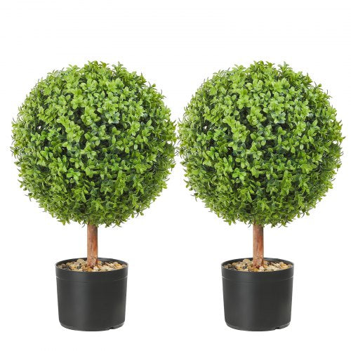 2x Artificial Boxwood Ball ?40,6cm Garden Deco Boxwood in Flowerpot Ball Artificial Boxwood Ball Artificial Plant made of PE, Wood, PP incl. 4 pcs. Decorative butterflies and 10 pcs. Replacement