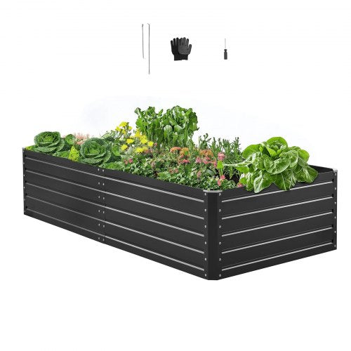 Metal Raised Garden Bed, 6.7 x 3 x 1.5 ft Outdoor Galvalume Planter Garden Box, Open Bottom Design, Large Planter Raised Bed for Growing Vegetables, Flowers, Herbs, and Succulents, Gray