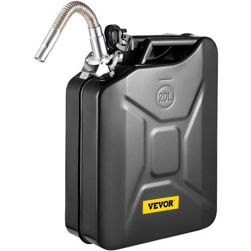 VEVOR Jerry Fuel Can, 5.3 Gallon / 20 L Portable Jerry Gas Can with Flexible Spout System, Rustproof £¦ Heat-resistant Steel Fuel Tank for Cars Trucks Equipment, Black