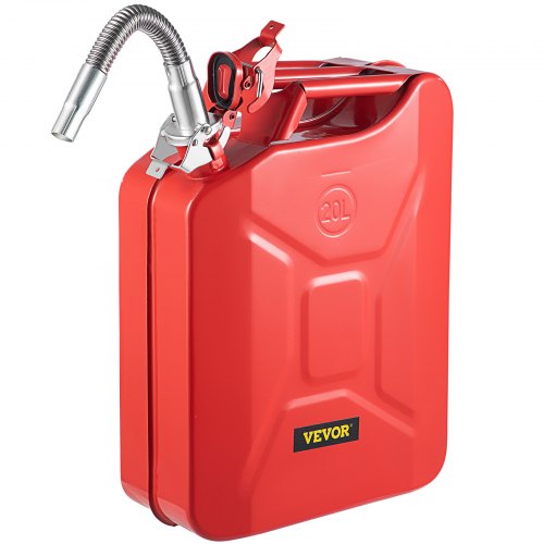 VEVOR Jerry Fuel Can, 5.3 Gallon / 20 L Portable Jerry Gas Can with Flexible Spout System, Rustproof £¦ Heat-resistant Steel Fuel Tank for Cars Trucks Equipment, Red