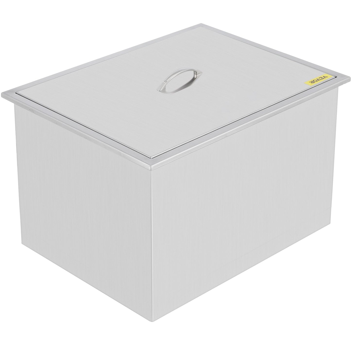 VEVOR Drop In Ice Chest 21.2L x 16.8W x 17.6H Inch with Cover Stainless Steel Ice Cooler Included Drain-pipe and Drain Plug Drop In Ice Bin Outdoor Kitchen for Cold Wine Beverage