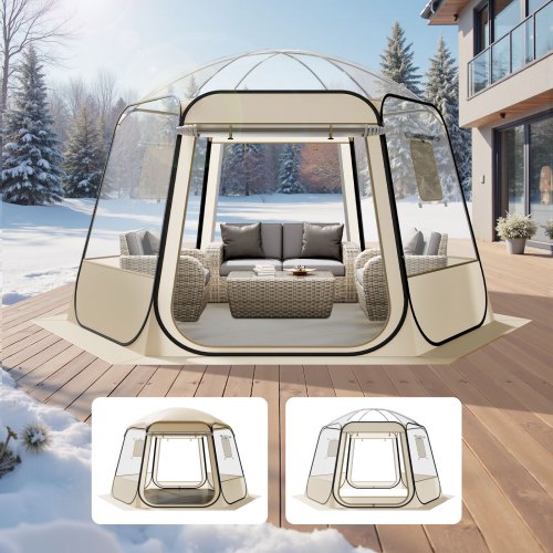 Pop up Bubble Tent, 11 x 10.2 ft Waterproof & UV-Resistant, Clear Camping Tent Shelter, Outdoor Garden Dome Igloo Tents with Windows, 540° Panoramic View, for 8-10 Persons Patio Backyard