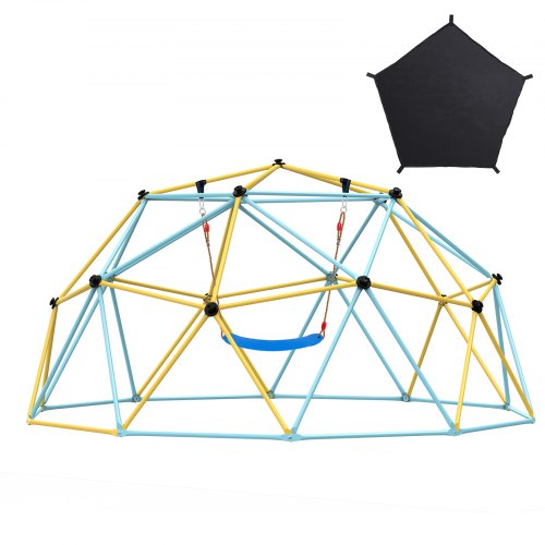 VEVOR Climbing Dome, for Kids 3 to 10 Years Old,10FT Geometric Dome Climber with Hammock and Swing, Jungle Gym Supports 750LBS and Easy Assembly, with Climbing Grip, Outdoor Backyard Play Equipment