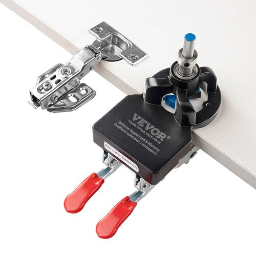 35 mm Concealed Door Hinge Jig, Aluminum Alloy Cabinet Hinge Jig, Accurate Locking Dual Clamp Fixation Hinge Drill Jig with Accessories, Woodworking Tool for Doors Cabinets Hinges Mounting