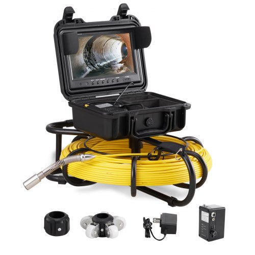 Sewer Camera, 300 ft/91.5 m, 9' Screen Pipeline Inspection Camera with DVR Function, Waterproof IP68 Camera with 12 Adjustable LEDs, with a 16 GB SD Card for Sewer Line, Home, Duct Drain Pipe Pl