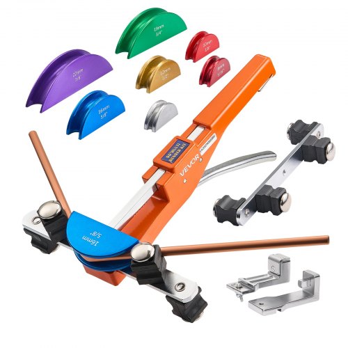 Tubing Bender Kit, 1/4 to 7/8 Inch, Compact Ratcheting Tube Pipe Bender, Forward/Reverse Hand Bending Tool, with 7 Color Aluminium Alloy Dies, for Copper HVAC Air Conditioning Refrigeration