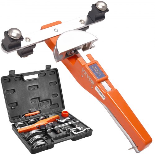 VEVOR Pipe Tube Bender, 1/4-7/8 O.D. Ratcheting Tubing Bender, 90¡ã Forward/Reverse Pipes Bending Tools with 7 Dies and Pipe Cutter for HVAC Air Conditioning Refrigerator Repair
