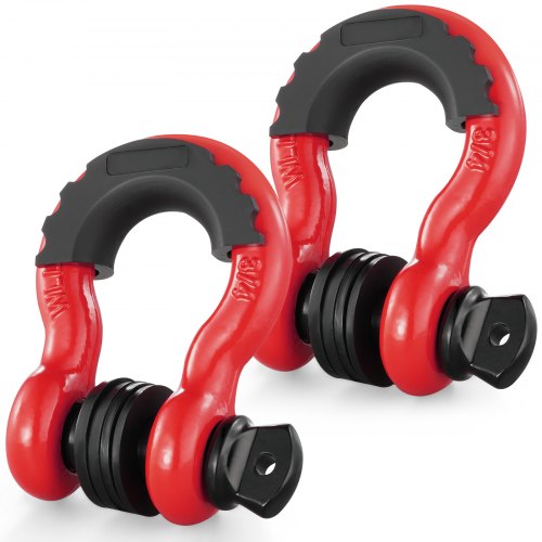 3/4' D-Ring Shackle, 2 Pack Alloy Steel Shackles 62832 lbs (28.5 Ton) Break Strength with 7/8' Screw Pin, Isolators & Washers, Heavy Duty Off Road Vehicle Recovery Shackle for Jeep Truck, Red