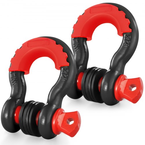 3/4' D-Ring Shackle, 2 Pack Alloy Steel Shackles 62832 lbs (28.5 Ton) Break Strength with 7/8' Screw Pin, Isolators & Washers, Heavy Duty Off Road Vehicle Recovery Shackle for Jeep Truck, Black