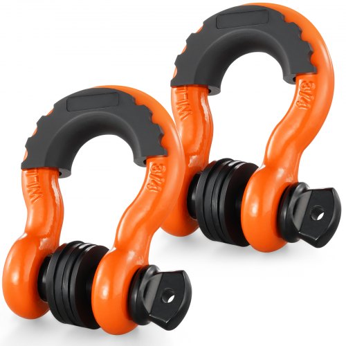 3/4' D-Ring Shackle, 2 Pack Alloy Steel Shackles 62832 lbs (28.5 Ton) Break Strength with 7/8' Screw Pin, Isolators & Washers, Heavy Duty Off Road Vehicle Recovery Shackle for Jeep Truck, Orange