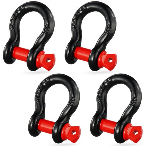 1/2' D-Ring Shackle, 4 Pack Alloy Steel Shackles 17637 lbs (8 Ton) Break Strength with 5/8' Screw Pin, Heavy Duty Off Road Vehicle Recovery Shackle, Towing Accessories for Jeep Truck, Black