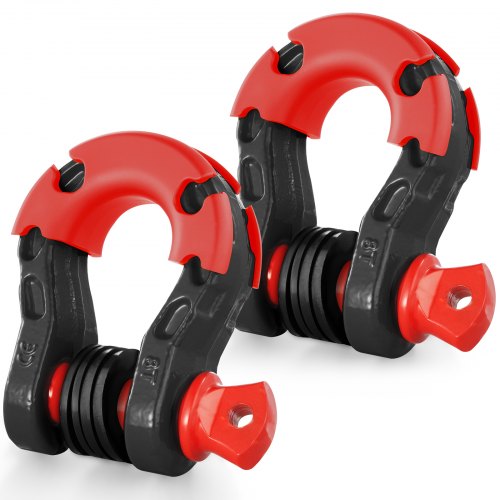 3/4' D-Ring Shackle, 2 Pack Alloy Steel Shackles 66139 lbs (30 Ton) Break Strength with 7/8' Screw Pin, Isolators & Washers, Heavy Duty Off Road Vehicle Recovery Shackle for Jeep Truck, Black
