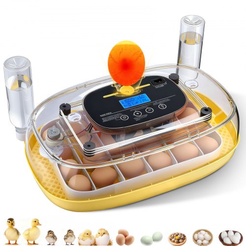 24 Egg Incubator, Automatic Egg Turner with LED Candler, Temperature & Humidity Control, 360¡ã View Clear Window, Auto Water Refill, Poultry Eggs Incubators for Hatching Chicks Ducks Goose Quail