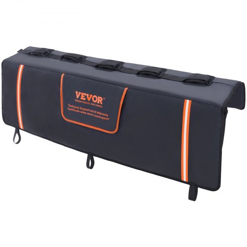 Tailgate Bike Pad, 53' Truck Tailgate Pad Carry 5 Mountain Bikes, Upgraded Grooves Tailgate Protection Pad with Reflective Strips and Tool Pockets, with Camera Opening for Mid-Size Pickup Trucks