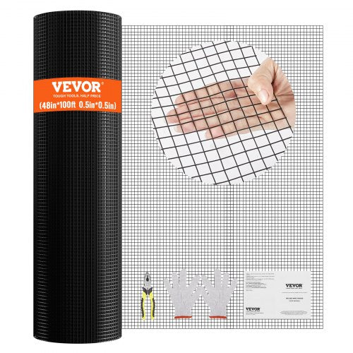 Hardware Cloth, 48'' x 100' Galvanized Wire Mesh Roll, 19 Gauge Chicken Wire Fence Roll, Vinyl Coating Metal Wire Mesh for Chicken Coop Barrier, Rabbit Snake Fences, Poultry Enclosures