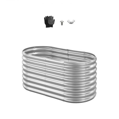 Metal Raised Garden Bed, 4 x 2 x 2 ft Oval Outdoor Galvanized Planter Garden Box, Open Bottom Design, Large Planter Raised Bed for Growing Vegetables, Flowers, and Succulents, Galvanized Color