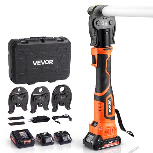 PureFlow Press Tool, 18V Electric Pipe Crimping Tool for 1/2', 3/4', 1' PEX Pipe Stainless Steel Rings, PEX Press Tool Kit with 3 VPF Jaws, 2pcs 2AH Batteries, Fast Charger & Carrying Case