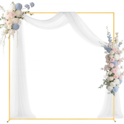 Arch Backdrop Stand, 6.6 x 6.6 ft, Stable Structure, Easy Assembly, Square Gold Metal Arch Backdrop Stand for Wedding, Birthday Party, Graduation, Holiday Celebration, and Ceremony Decoration