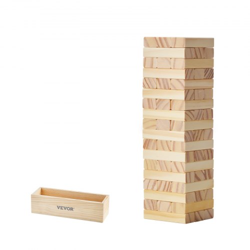 Tumbling Timber Toy, 54 Blocks Tumble Tower Blocks Game, Pine Wood Tumbling Tower Game with Storage Crate, Multiple Ways to Play Wooden Stacking Game, Tumble Tower Family Game for Indoor/Outdoor