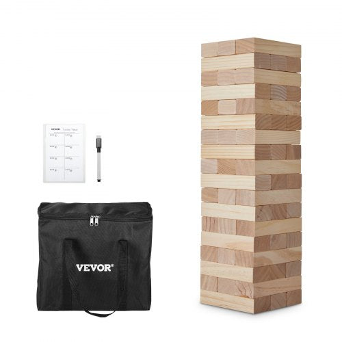 Tumbling Timber Toy, 54 Blocks Medium Tumble Tower Blocks Game, Pine Wood Tumbling Tower Game with Carry Bag and Scoreboard, Wooden Stacking Game, Tumble Tower Family Games for Indoor/Outdoor