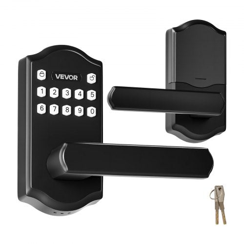 Keyless Entry Door Lock with Handle, Electronic Lever Door Handle with Keypad, Customizable User Codes, Keyed Entry, Auto Lock, Anti-Peeking Password, Backlit Keypad, for Home, Matte Black