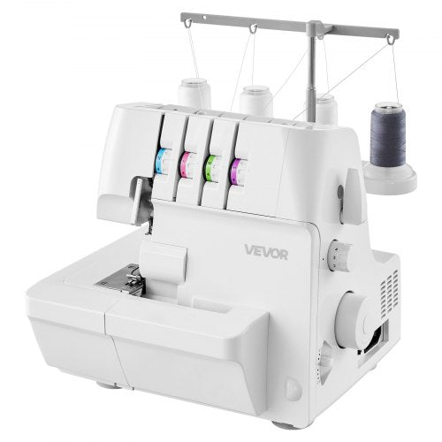 Serger Overlock Sewing Machine, 1250 Stitches Per Minute, 2-3-4 Thread Capability, 0.7-2 Adjustable Differential Feed, with Free Arm and LED Light, Sewing Machine for Various Fabrics, White