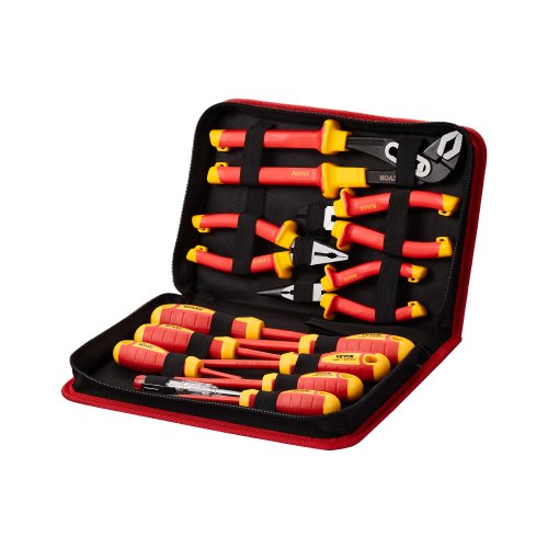Insulated Screwdriver Set, 12-Piece Professional Electrical Screwdriver Set, 1000V Insulated Electrician Tool Set, with Magnetic Phillips Slotted?Tips, Insulated Pliers,?and Diagonal Pliers