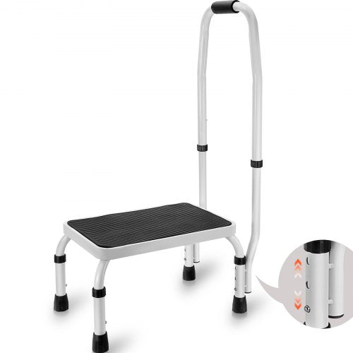 Step Stool 1-Step 330lbs Capacity, 3 Adjustable Height with Handle Steel Step Ladder, Portable Toddler Step Stools for Adults, Non-Slip Sturdy Step Ladders for Office, RVs, Pets