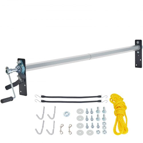 Hand Crank Tarp Roller Kit, 64' to 104' Wide, Aluminum Alloy, Manual Cab Level Dump Truck Tarp Roller with 7' Sponge-Wrapped Handle, Perfect for Dump Trucks, Trailers, Trash Haulers (No Tarp)
