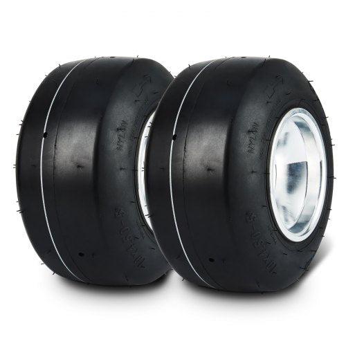 Go Kart Tires and Rims, 10x4.5-5' Go Kart Wheels, 2-Pack Front Wheels, Aluminum Alloy Rims and Rubber Tires, Hub-Rim Fit Bolt Pattern 1.57 inch with 3 Bolt Holes, Replacement Pneumatic Tire
