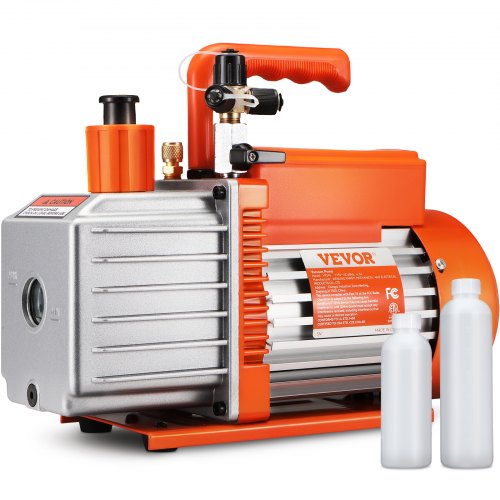 1/2 HP 2 Stage Rotary Vane Vacuum Pump, 5 CFM, 115V Air Conditioning Vacuum Pump, 1/4' SAE Male 3/8' SAE Male 1/2' ACME Male Inlet, for HVAC Repair, Refrigeration Maintenance, Resin Degassing