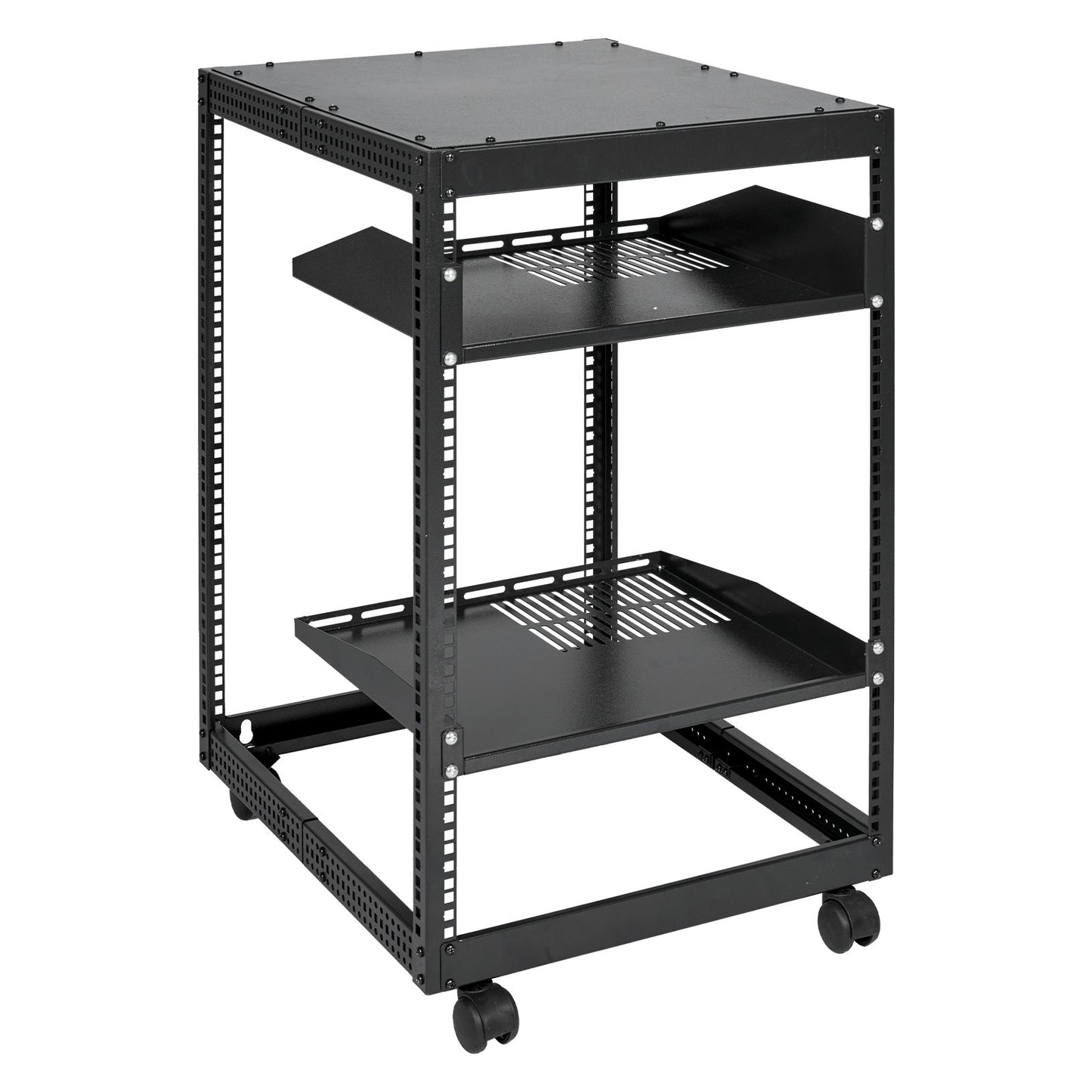 VEVOR 15U Open Frame Server Rack, 23''-40'' Adjustable Depth, Free Standing or Wall Mount Network Server Rack, 4 Post AV Rack with Casters, Holds All Your Networking IT Equipment AV Gear Router Modem