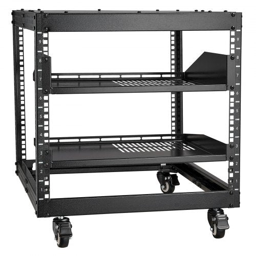 9U Open Frame Server Rack, 23''-40'' Adjustable Depth, Free Standing or Wall Mount Network Server Rack with 360¡ã Casters, Heavy Duty 4 Post Holds All Your Networking IT Equipment AV Gear Router