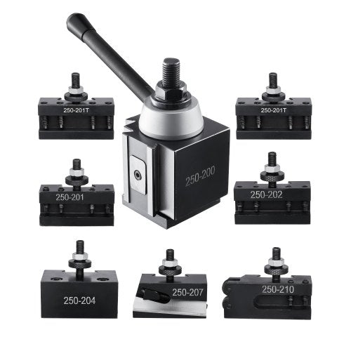 Quick Change Tool Post Set, 8 Pcs, Includes Lathe Tool Holders, Wedge Type Tool Post with Turning Tool Holder Accessories, for Mini Lathe & Metal Lathe 10'-15' Swing, Durable Steel Material