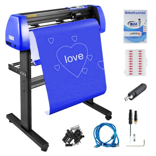 Vinyl Cutter, 28' Vinyl Cutter Machine with 20 Blades, Maximum Paper Feed 720mm Vinyl Plotter Cutter Machine with Sturdy Floor Stand Adjustable Force and Speed for Sign Making